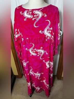 Swim Cover Dress Swim Cover Up Kaftan Dress Sarong Pink/Ivory Women’s One Size